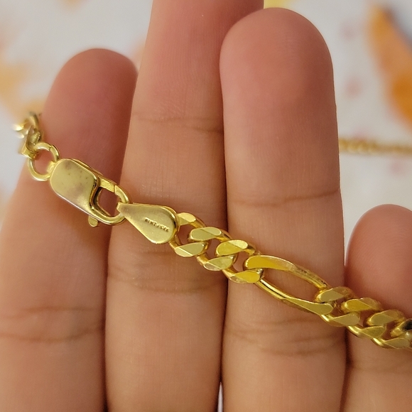 💛 NEW!!! GOLD PLATED STERELING SILVER NECKLACE CHAIN CHOKER WOMAN MEN UNISEX - Picture 5 of 8